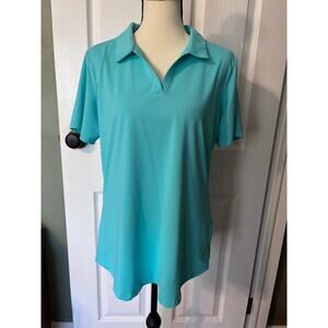 Scales Offshore Core Polo Women's Size Large Teal Blue Short Sleeve Golf Shirt